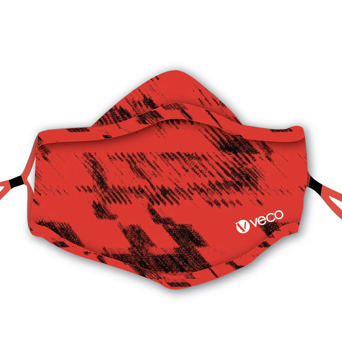ADULT Washable Face Mask <br>3 layer ANTI-FOG & Antimicrobial cloth fabric <br>Black & Red Brush