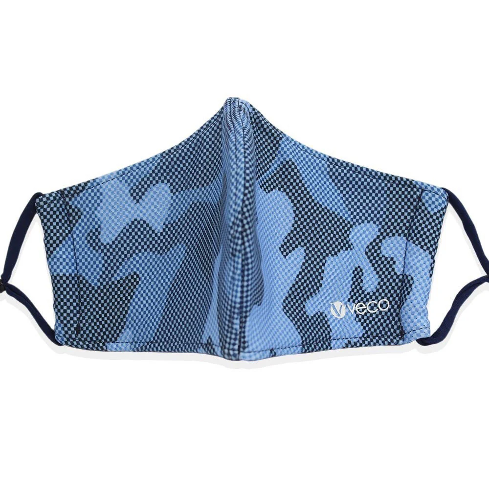 ADULT Washable Face Mask <br>3 layer Antimicrobial cloth fabric <br>Blue Camouflage - Image 2