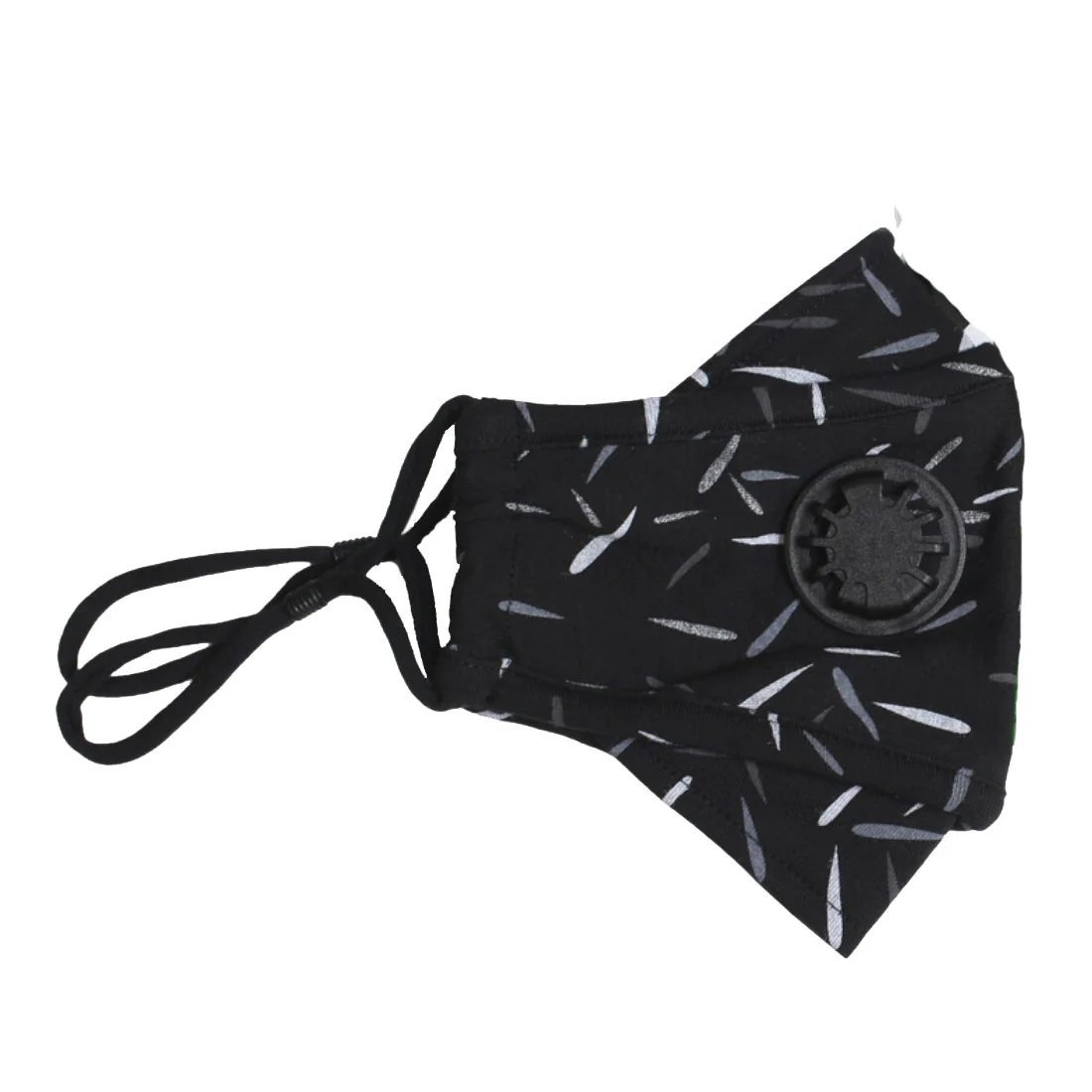 ADULT Washable Face Masks <br>3 layer ANTI-FOG FILTER & VALVE <br>Antimicrobial cloth fabric Black w/ Grey Lines