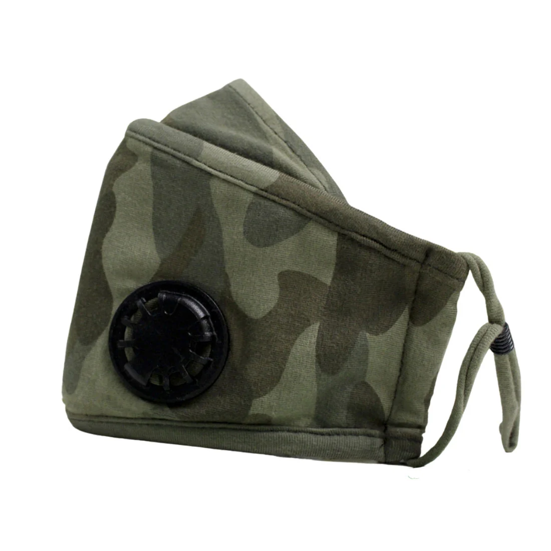 ADULT Washable Face Mask <br>3 layer ANTI-FOG FILTER & VALVE <br>Antimicrobial cloth fabric Green Camo