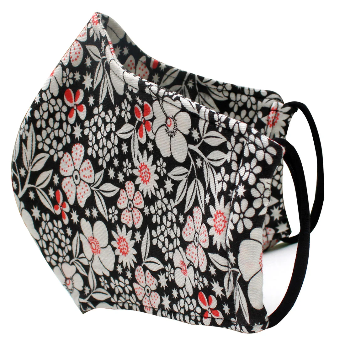 ADULT Washable Face Masks <br>3 layer Antimicrobial cloth fabric <br>Ceramic Flower - Image 3