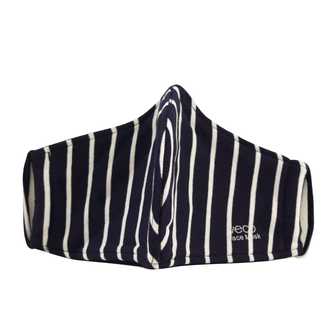 ADULT Washable Face Masks <br>3 layer Antimicrobial cloth fabric <br>Navy & White Stripe - Image 2