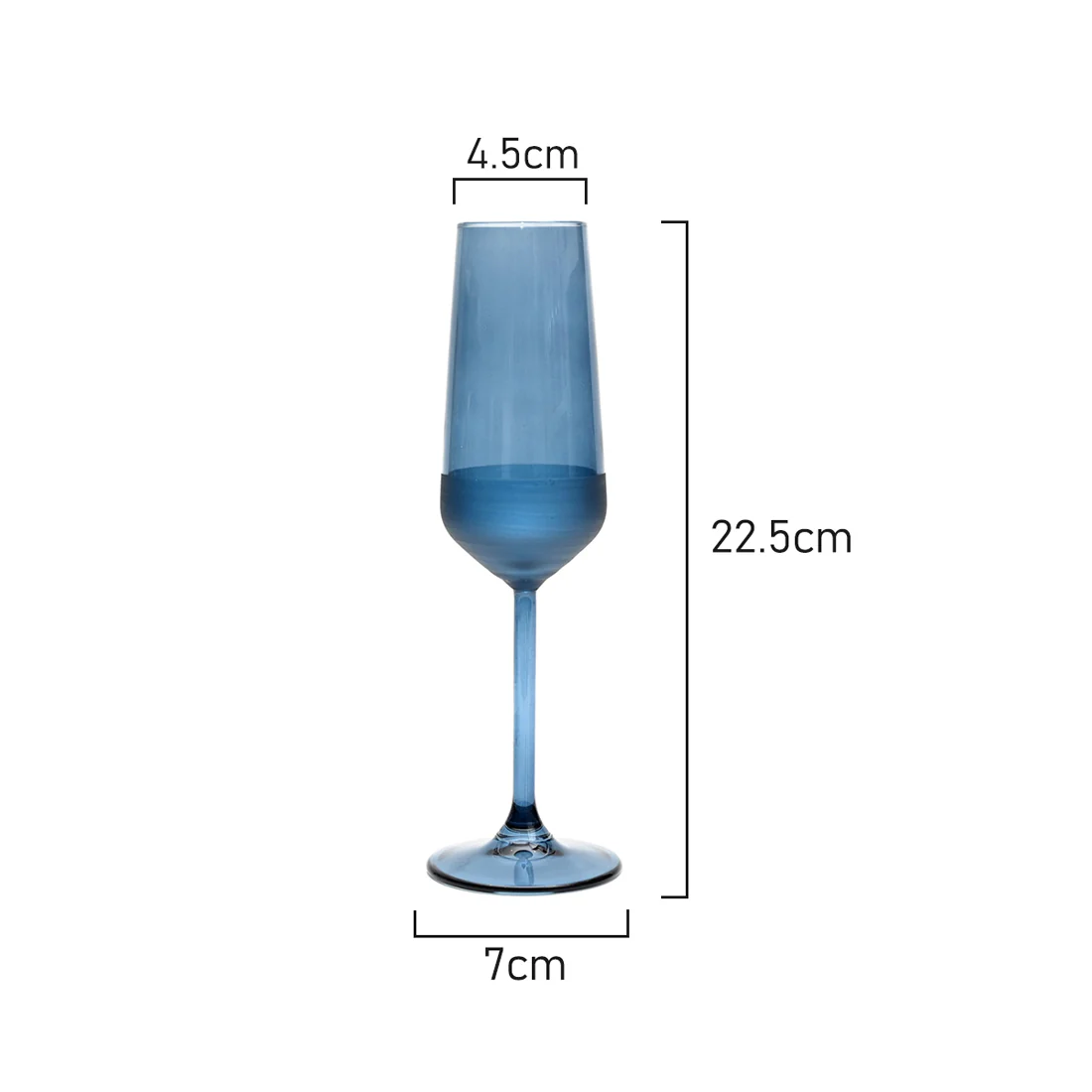 Art Craft Mia Matte Champagne Flute Glass Blue <br>Set Of 4 <br>195ml - Image 3