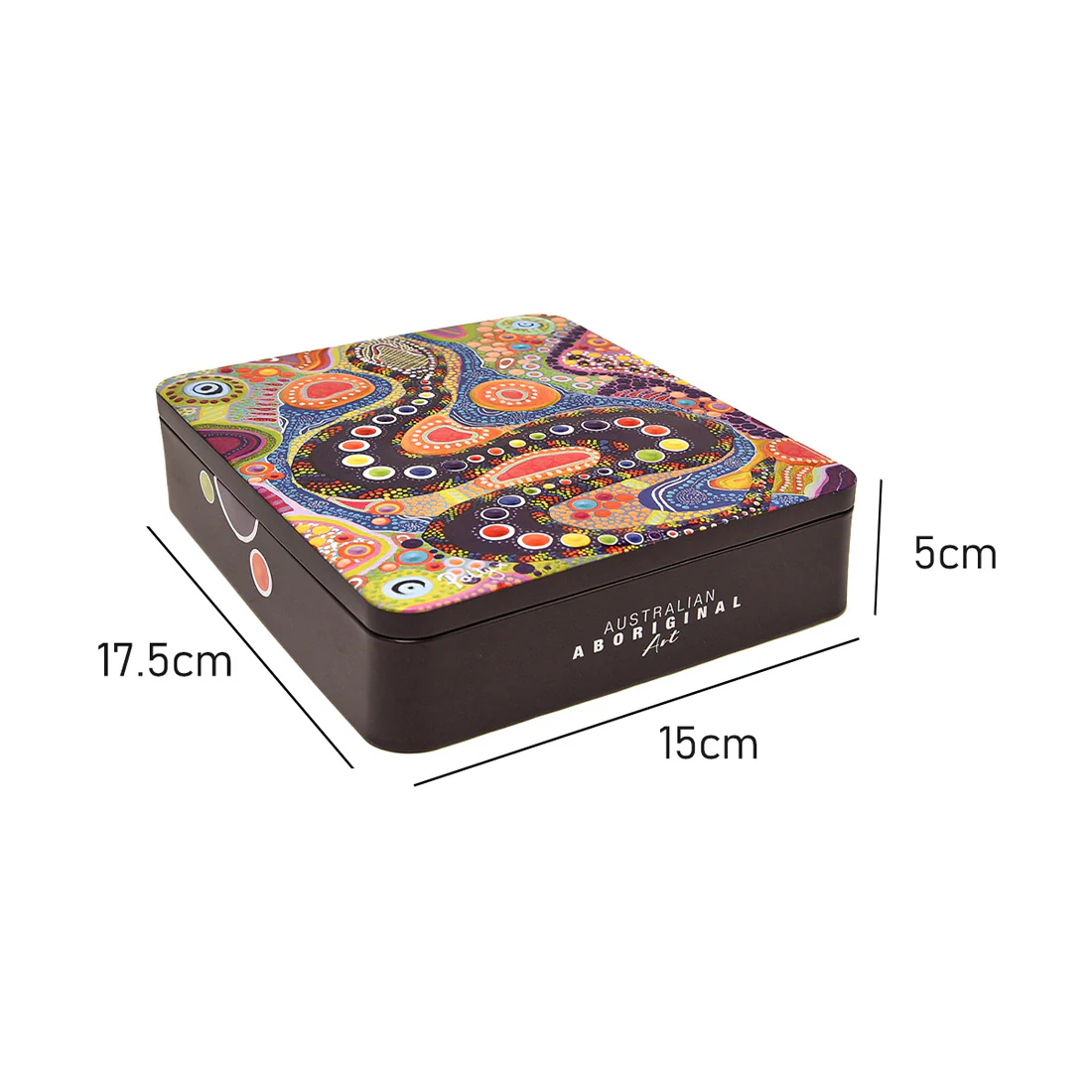 Banksia Red Aboriginal Art Garriya Rainbow Serpent Collectable Tin <br>Contains Australian Jersey Caramel Fudge <br>Design By Artist Polly Wilson - Image 3