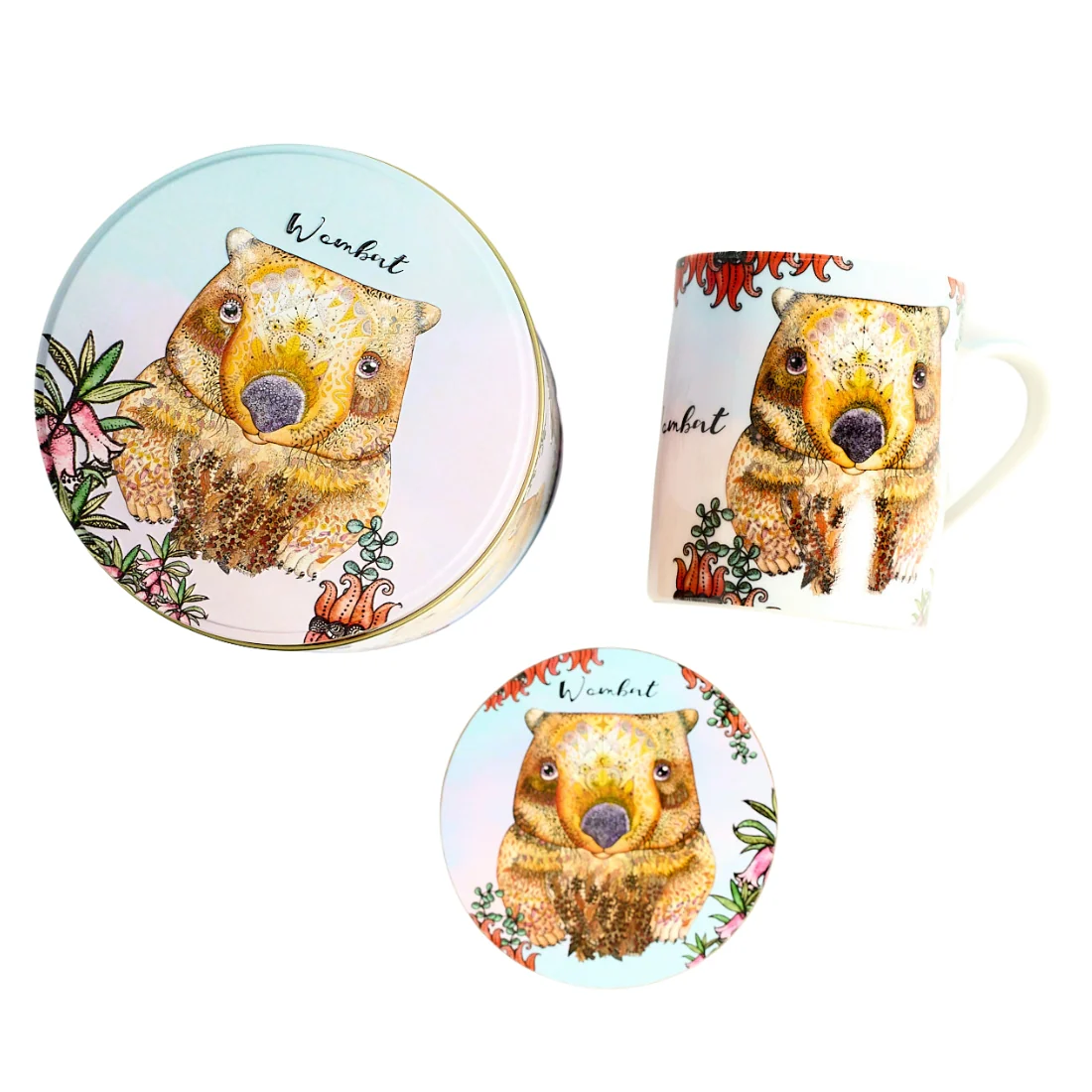 Banksia Red Animals of Australia <br>Wombat Mug & Coaster in Collectable Tin - Image 4
