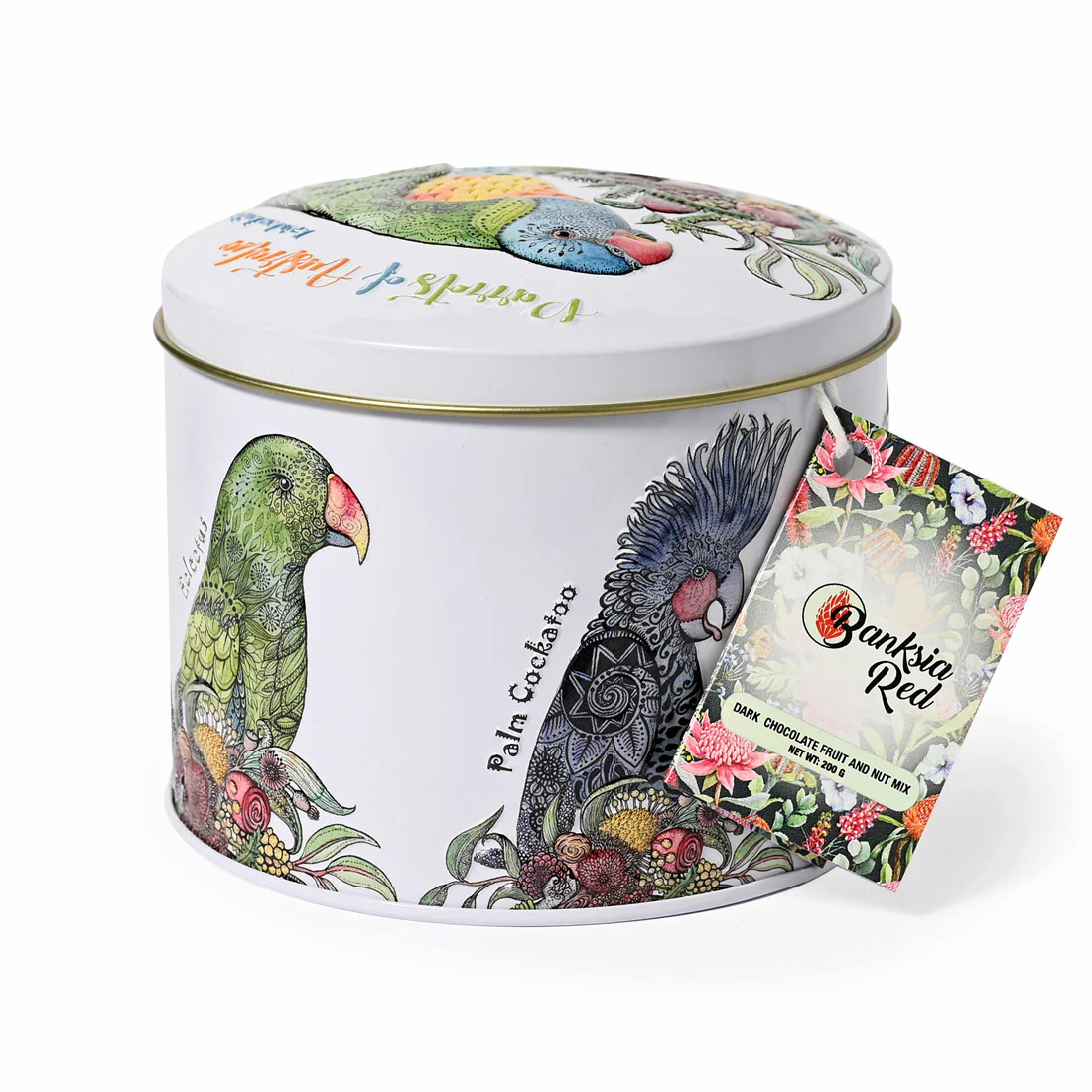 Banksia Red Parrots Of Australia Tin Contains <br>Dark Chocolate, Fruit & Nut Mix <br>Collectable Tins - Image 5