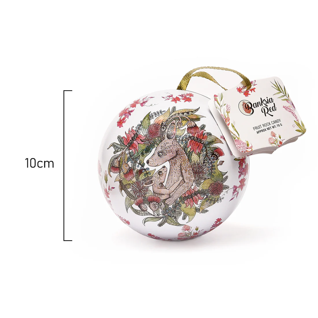 Banksia Red Set of 6 Christmas Kangaroo Bauble Tins <br>Contains 70 grams of handmade Rock Candy <br>Collectable Tin - Image 3