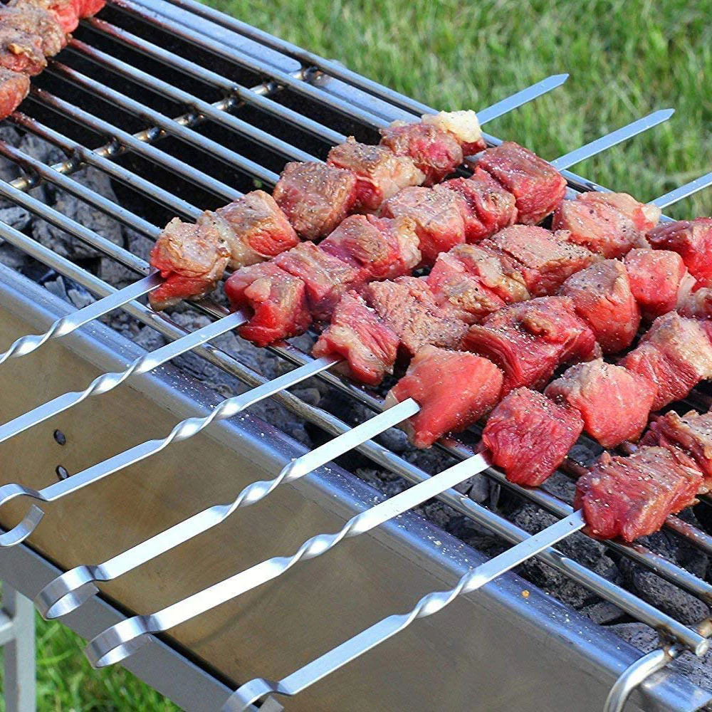 BBQ Flat Skewers Set of 10 <br>Built to Last<br>Dimensions - 38cm - Image 3