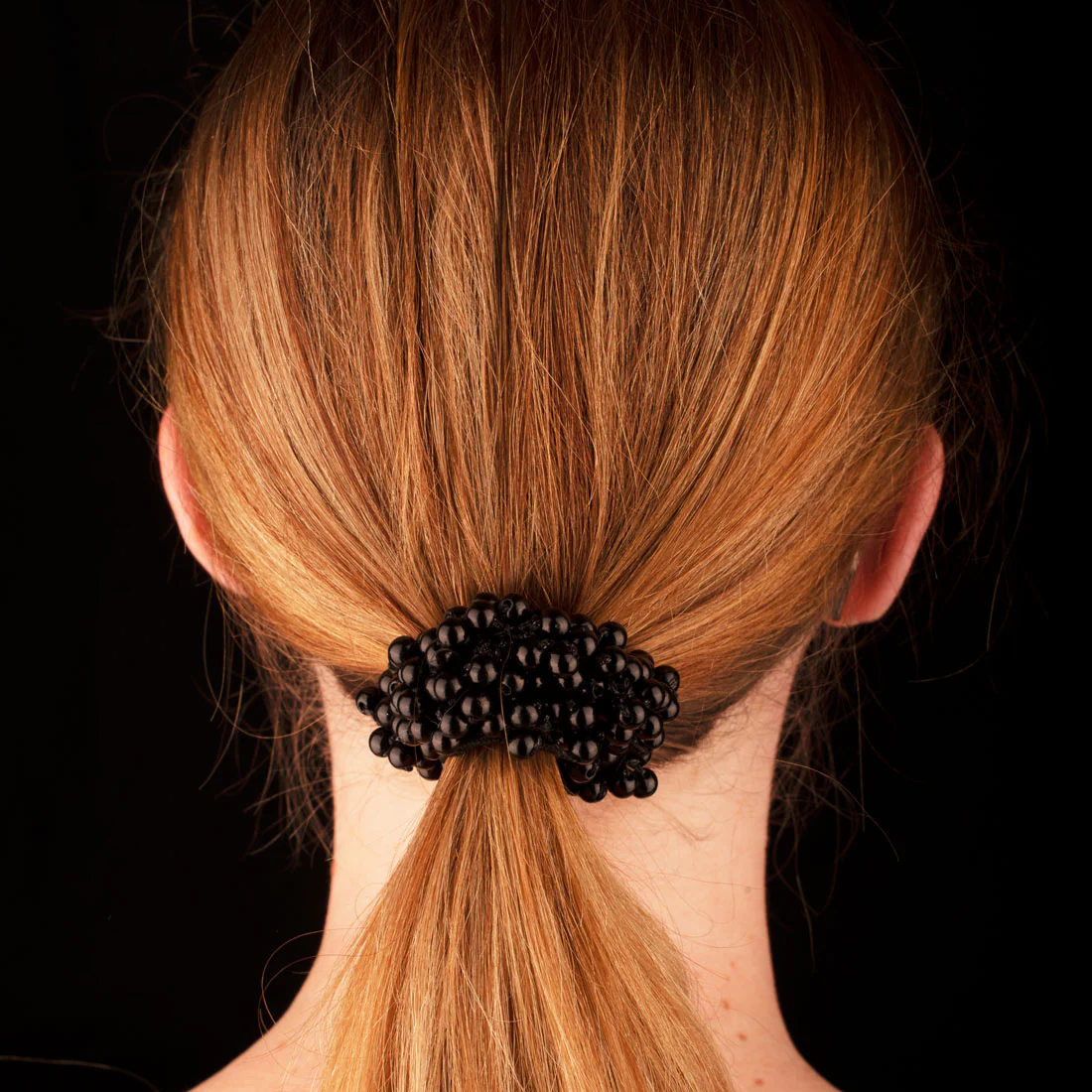 Ullu Faux Pearl Bead Scrunchie <br>Black <br>Diameter 7.5cm - Image 2