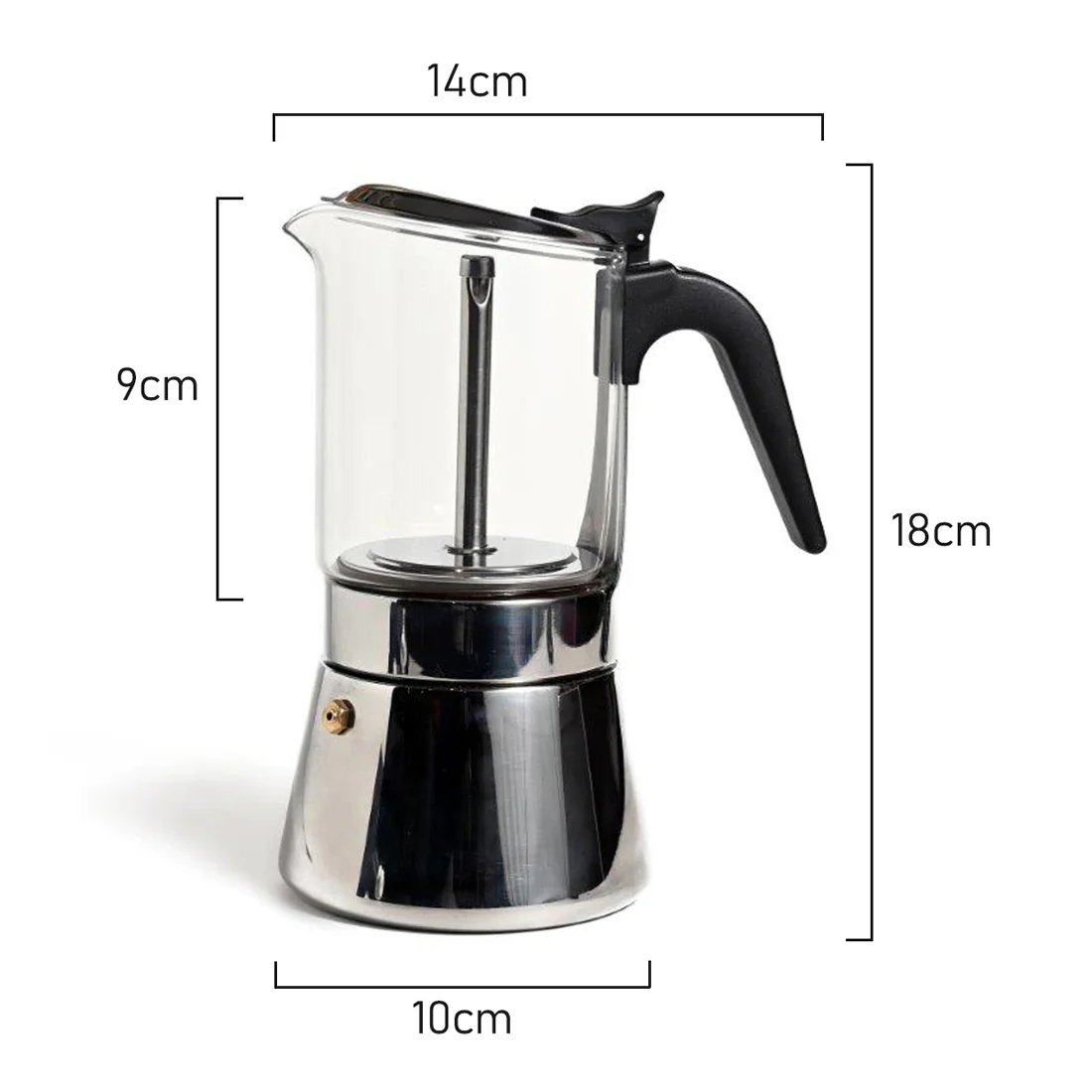 Borosilicate Glass Top Moka Coffee Maker <br>6 Espresso Cup <br>Induction Compatible - Image 6