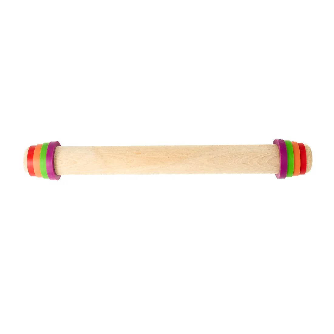 Brunswick Bakers Adjustable Beechwood Rolling Pin <br>Plus 4 Silicone Thickness Rings <br>Dimensions - 43 x 4.5cm
