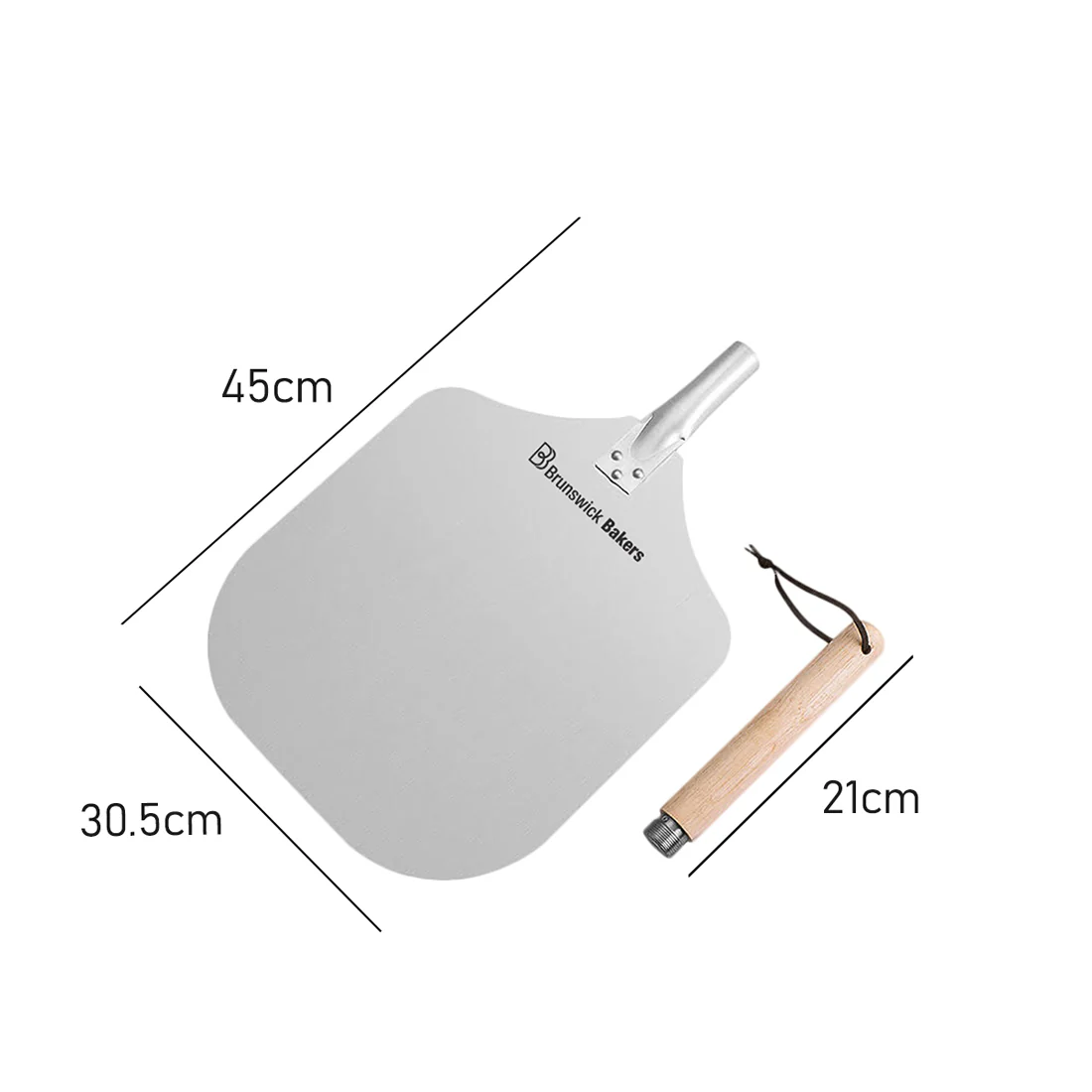 Brunswick Bakers Aluminium Pizza Peel <br>30.5cm x 35.5cm x 63.7cm <br>Homemade Pizza/Bread - Image 3