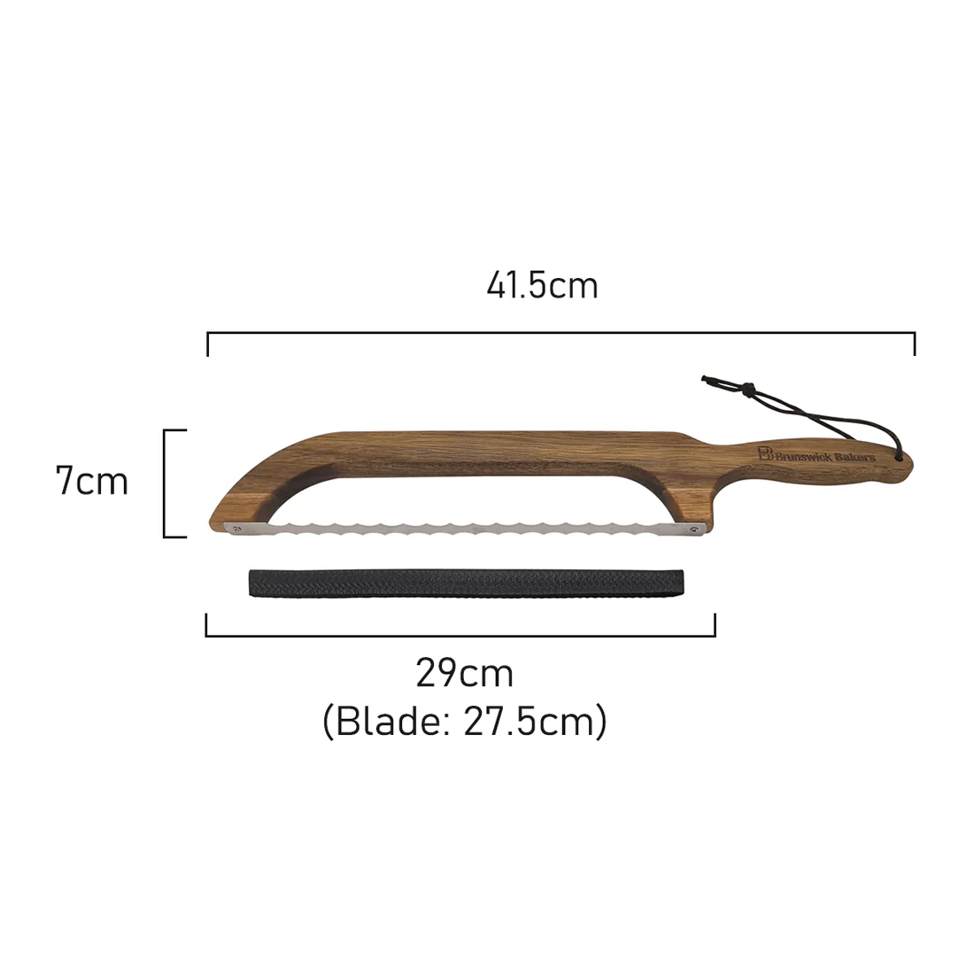 Brunswick Bakers Bread Bow Knife <br>Acacia Wood & Stainless Steel <br>27.5cm Double Sided Serrated Blade - Image 3