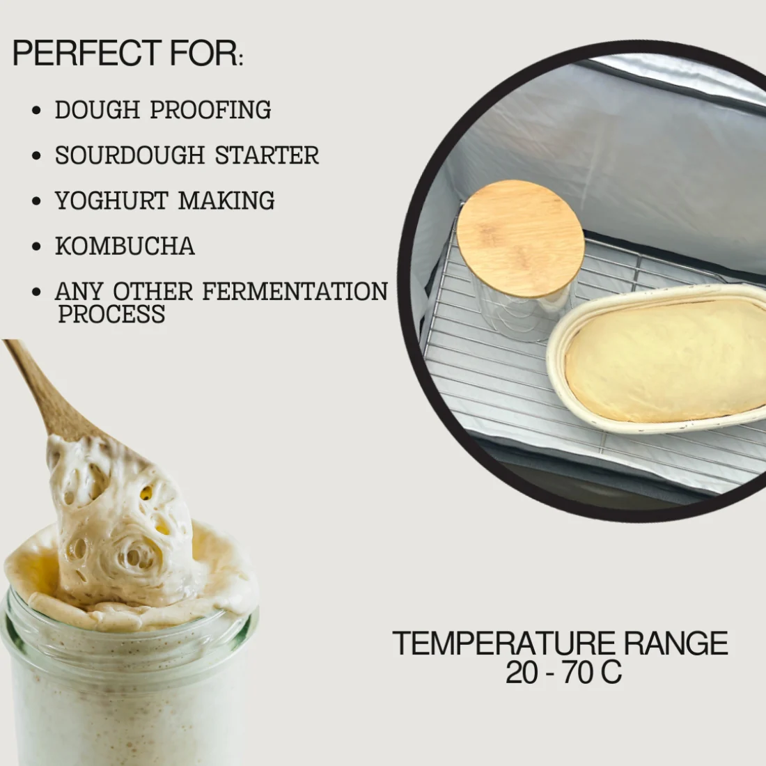 Brunswick Bakers Bread Proofing Fermentation Box <br>Dough Proofing, Sourdough Starter & Yoghurt Making <br>40 x 30 x 30cm - Image 3