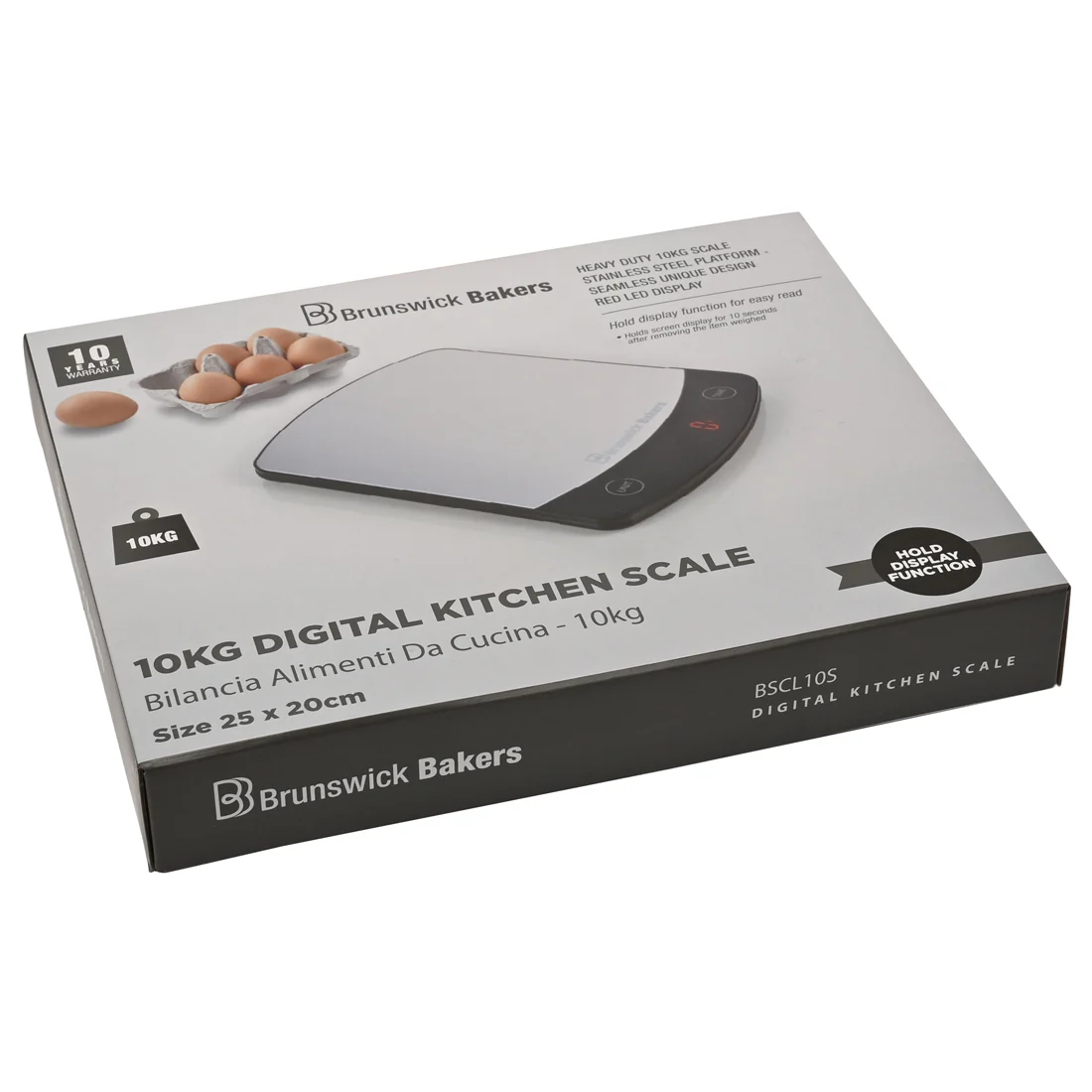 Brunswick Bakers Digital Kitchen Scale <br>10kg Capacity <br>Stainless Steel - Image 2