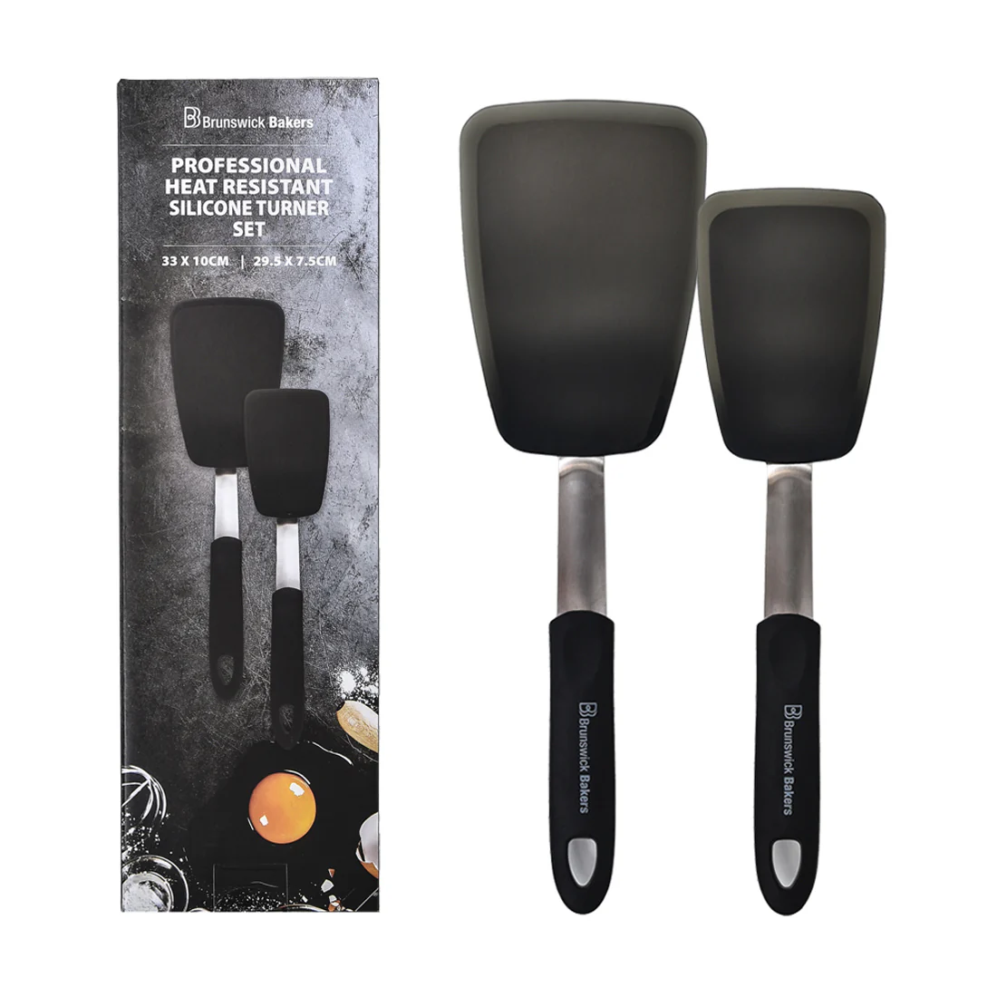 Brunswick Bakers Professional Heat Resistant Silicone Turner Set <br>Set of 2 <br>Food Grade Silicone