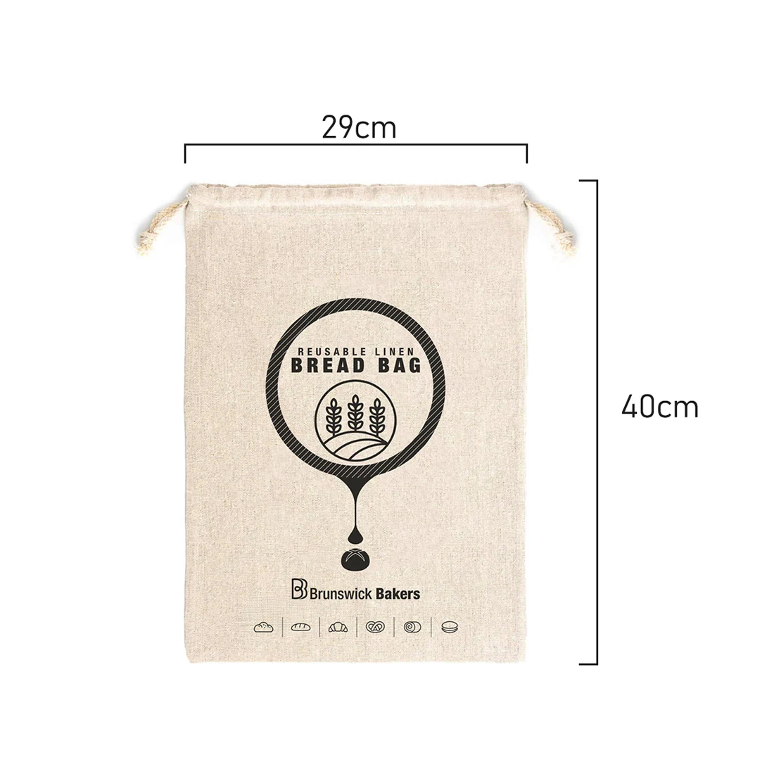 Brunswick Bakers Reusable Linen Bread Bag <br>30 x 40cm <br>Eco Friendly - Image 3