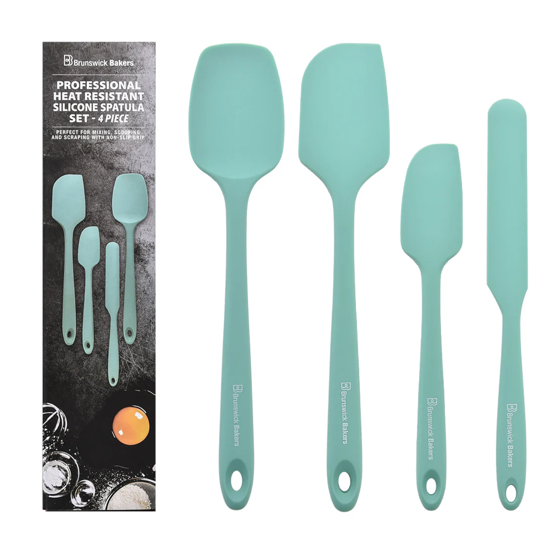 Brunswick Bakers Spatula Set of 4 <br>Cyan <br>Food Grade Silicone