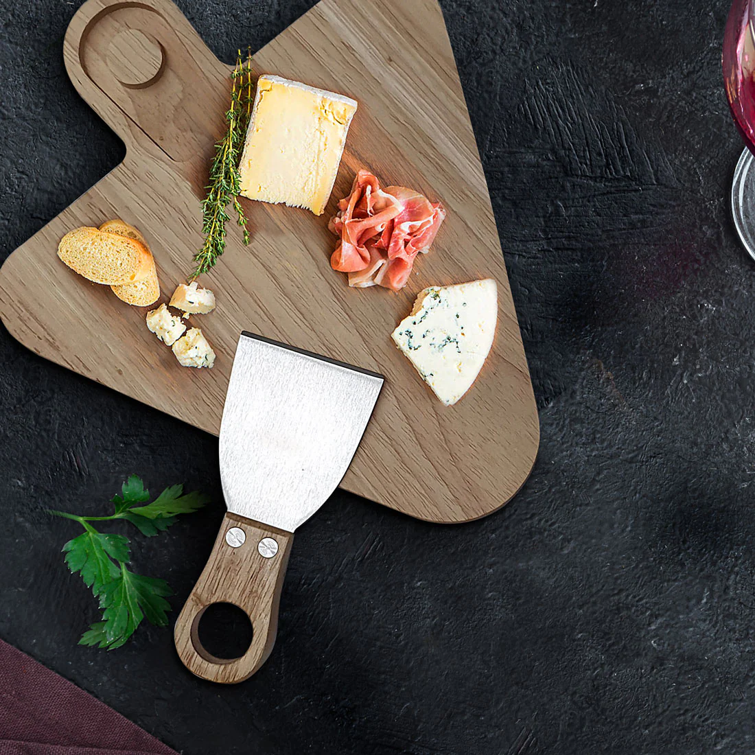 Cerve 2 Piece Cheese Set <br>Triangle Acacia Board <br>Acacia & S/S Cheese Knife - Image 3