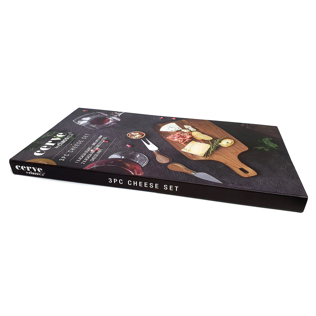 Cerve 3 Piece Cheese Set <br>1x Acacia Board - 38 x 20cm <br>2x Acacia & S/S Cheese Knife* - Image 5