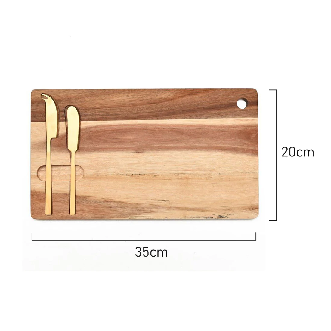 Cerve 3 Piece Cheese Set <br>Acacia Board - 35 x 20cm <br>Gold Cheese Knife Set* - Image 5