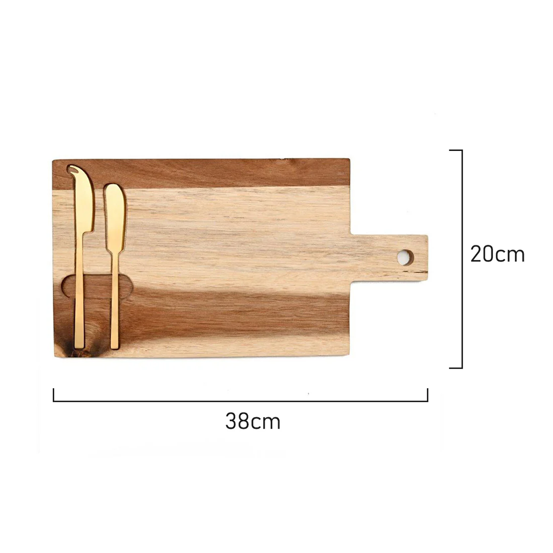 Cerve 3 Piece Cheese Set <br>Acacia Paddle Board - 38 x 20cm <br>Gold Cheese Knife Set* - Image 3