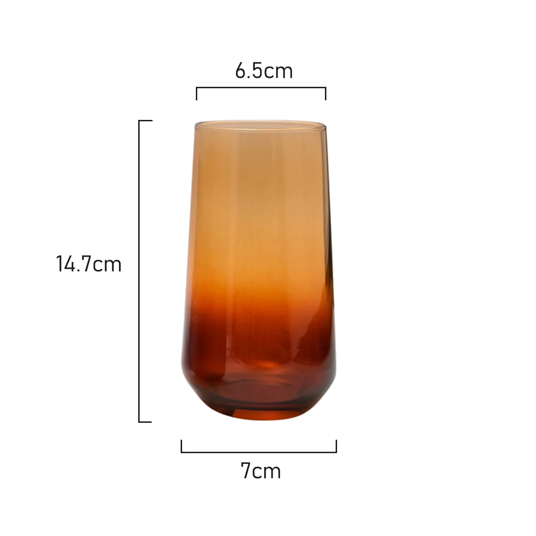 Classica Art Craft Iconic Hi Ball Glass Set Of 4 <br>Amber <br>470ml - Image 3