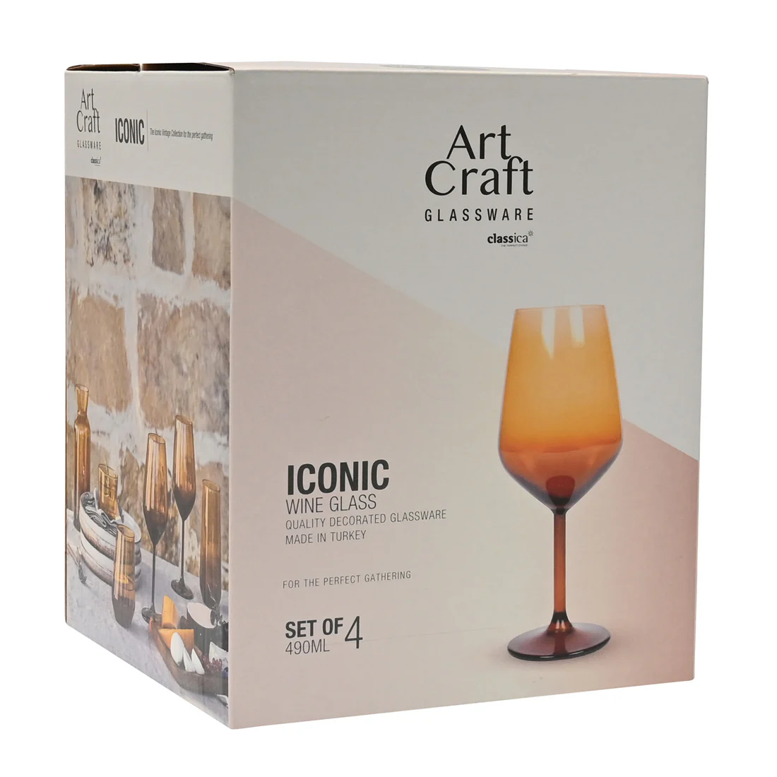 Classica Art Craft Iconic Red Wine Glass Set Of 4 <br>Amber <br>490ml - Image 3
