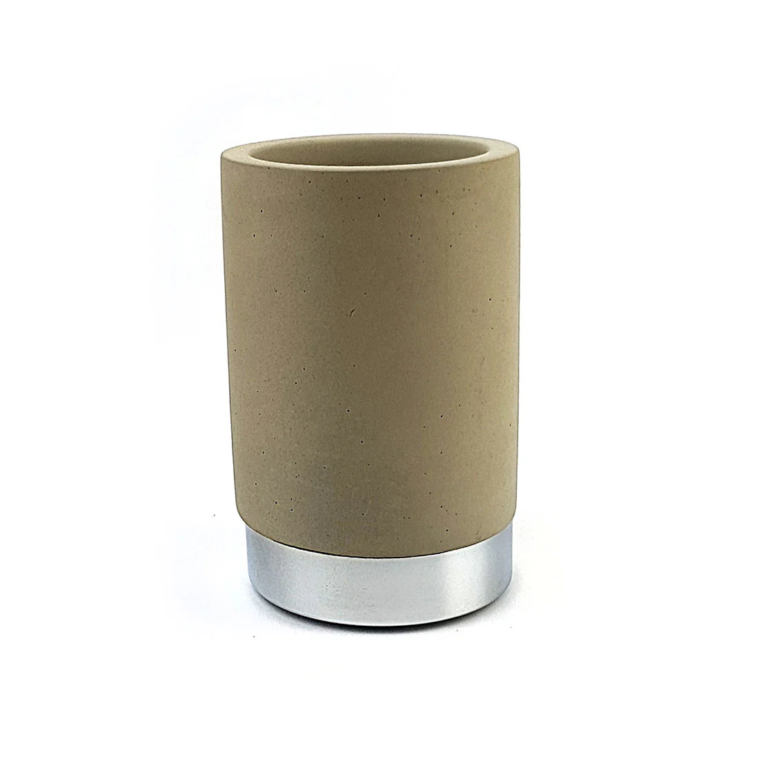 Classica Bathroom Set <br>Natural Concrete & Silver <br>Soap Dish, Toothbrush Holder & Soap Dispenser - Image 5