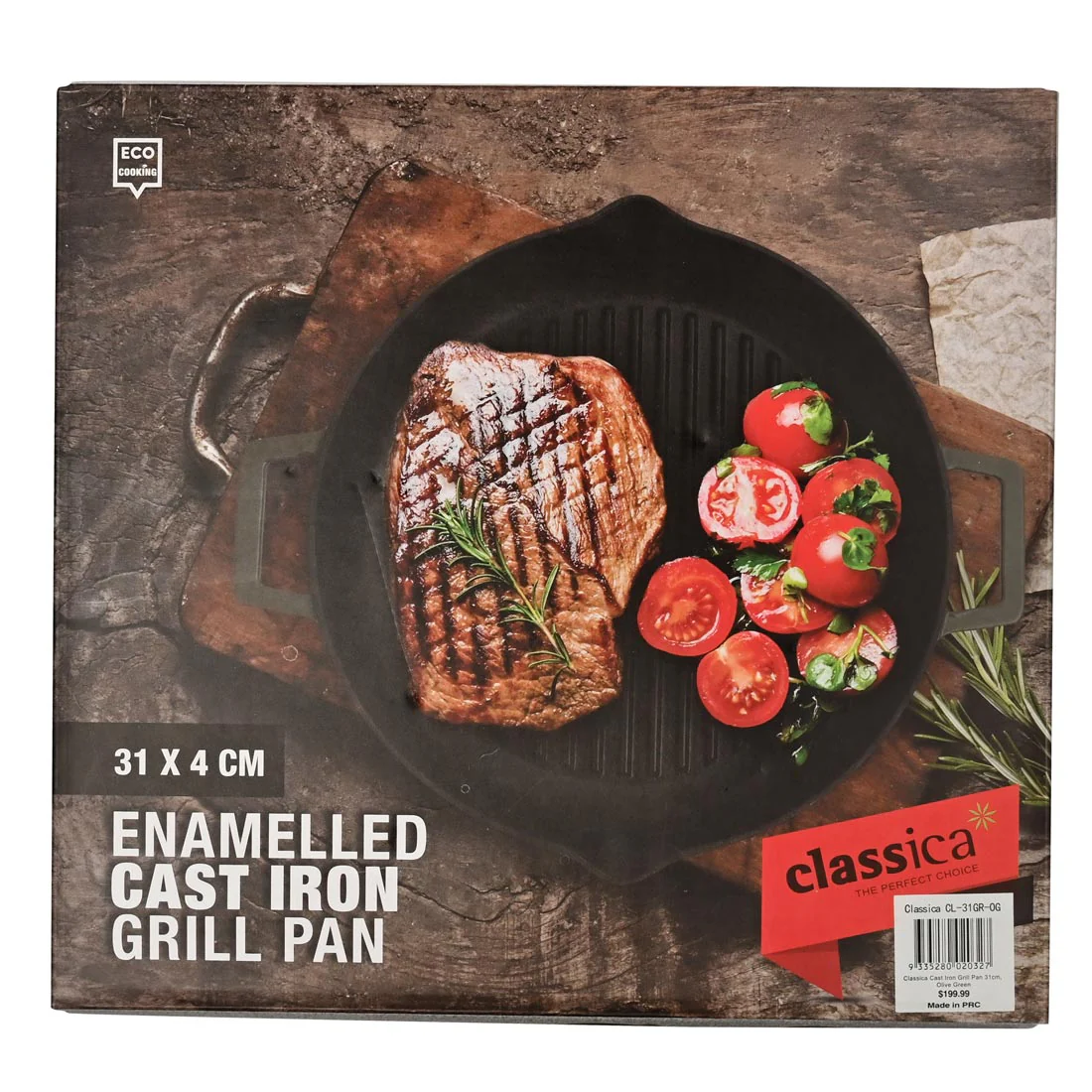Classica Cast Iron Grill Pan <br>Olive Green <br>31cm - Image 6