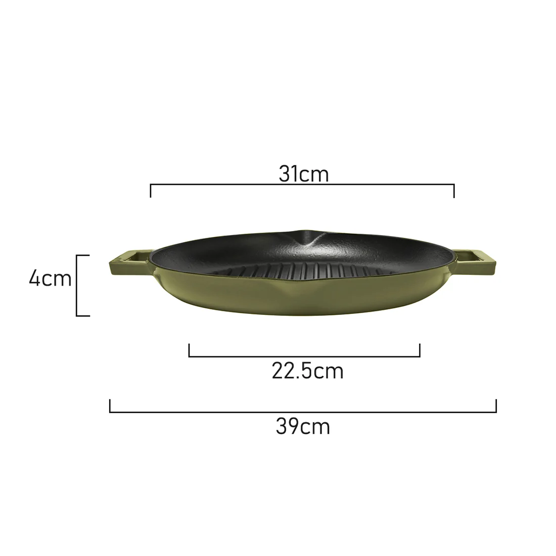 Classica Cast Iron Grill Pan <br>Olive Green <br>31cm - Image 7