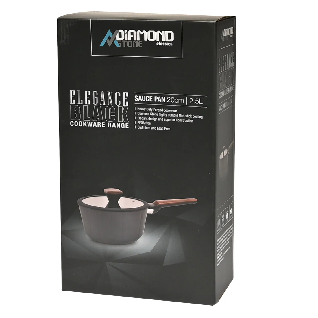 Classica Diamond Stone Elegance Saucepan <br>20cm <br>Black Forged - Image 5
