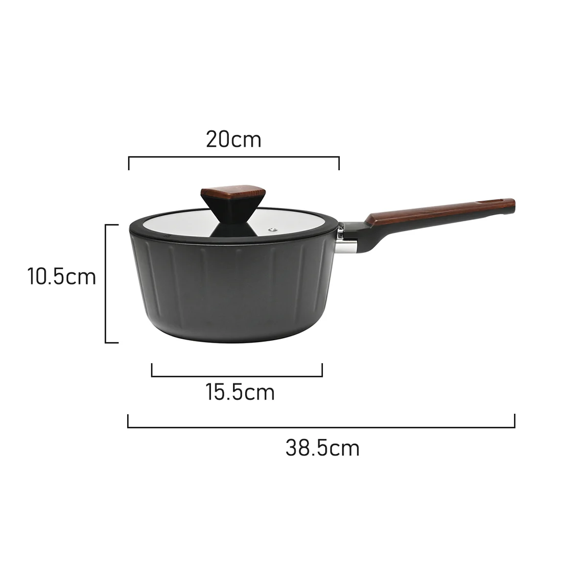 Classica Diamond Stone Elegance Saucepan <br>20cm <br>Black Forged - Image 6