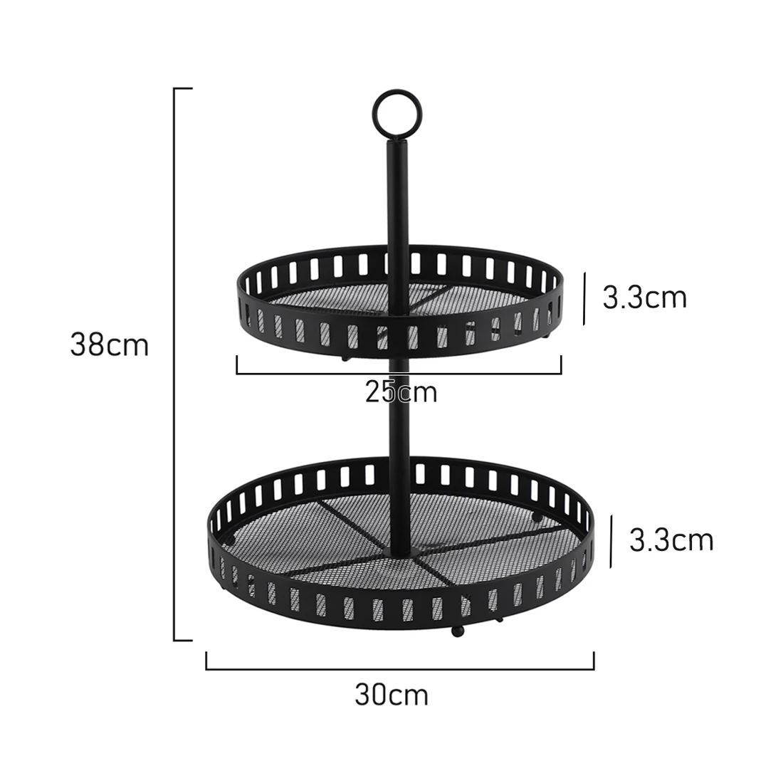 Classica Hudson Mesh Round 2 Tier Cupcake Holder <br>Black <br>30cm x 30cm x 38cm - Image 3