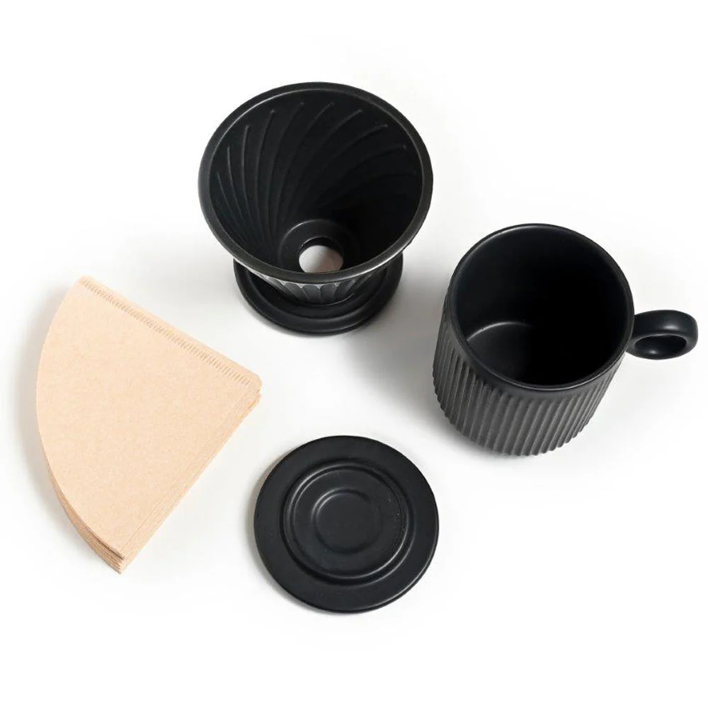 Coffee Culture Ceramic Mug & Pour Over Set <br>Black <br>320ml - Image 3