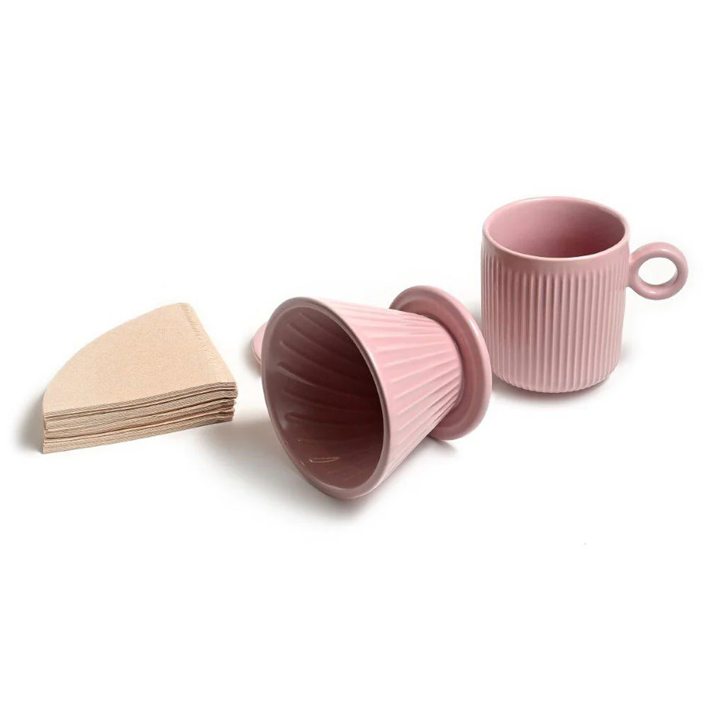 Coffee Culture Ceramic Mug & Pour Over Set <br>Pink <br>320ml - Image 3