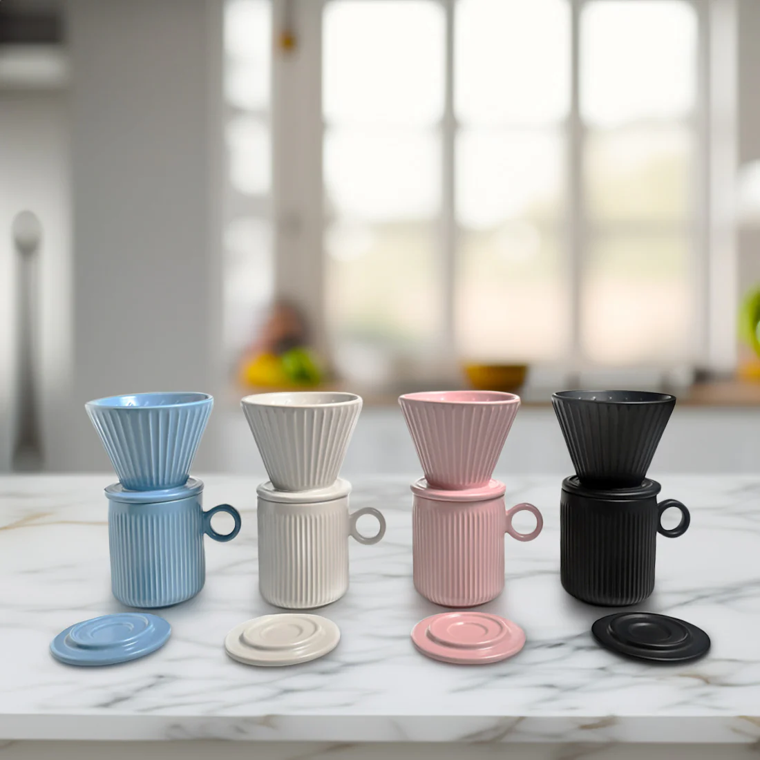 Coffee Culture Ceramic Mug & Pour Over Set <br>Pink <br>320ml - Image 4