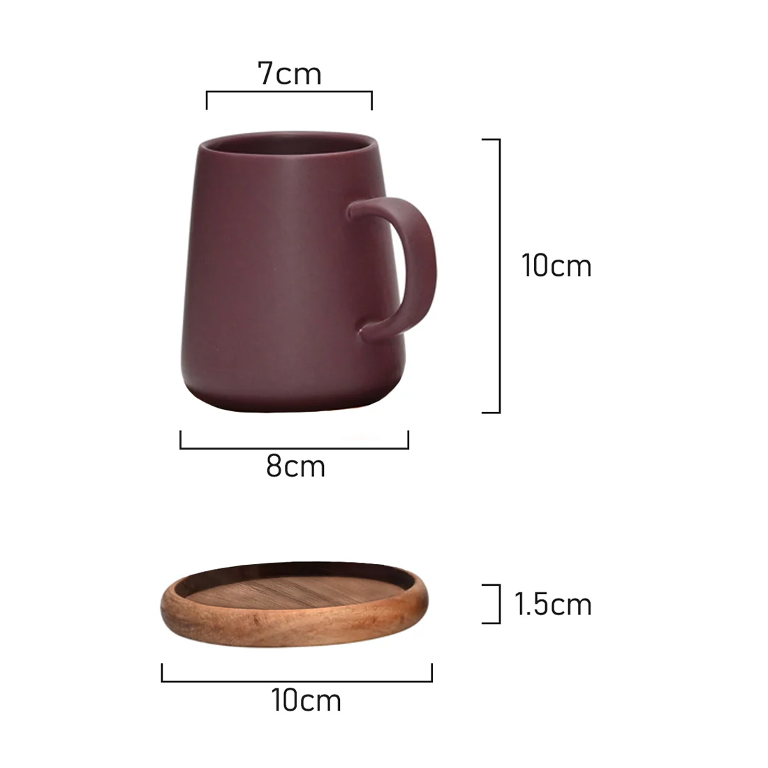 Coffee Culture Coffee and Tea Cup with Coasters <br>Bold Matte Colour <br>Set of 4 | 320ml - Image 3