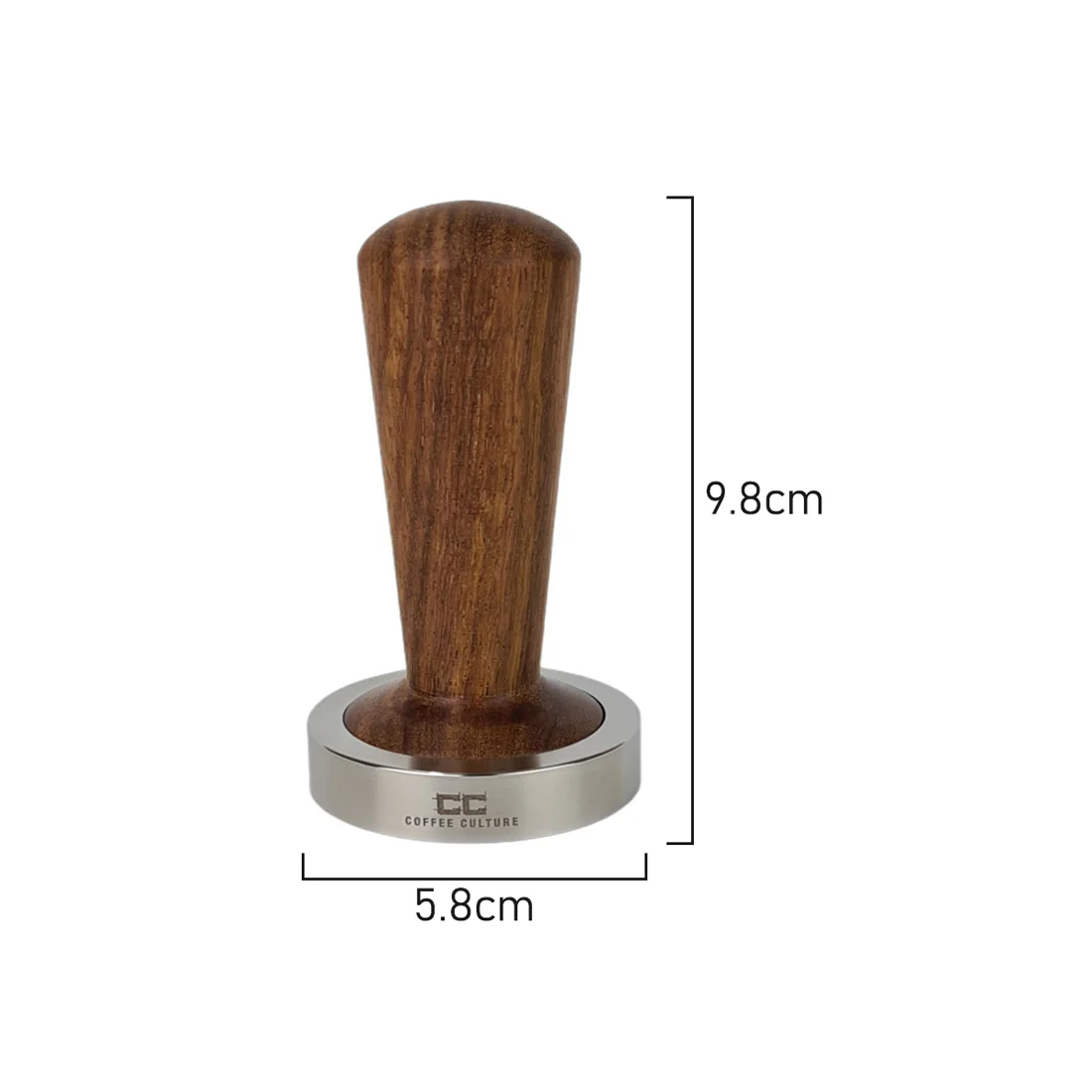 Coffee Culture Coffee Tamper 58mm <br>Cast Stainless Steel <br>Burmese Rosewood - Image 4