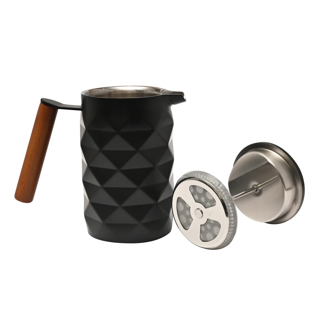 Coffee Culture Double Wall French Press / Plunger <br>Diamond Matt Black<br>600ml - Image 2