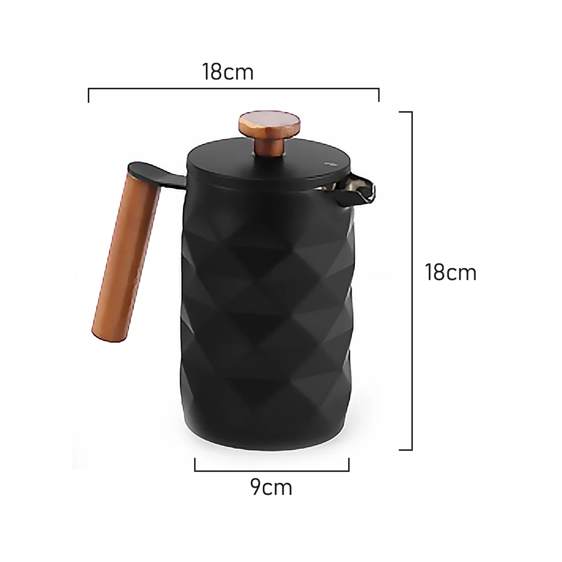 Coffee Culture Double Wall French Press / Plunger <br>Diamond Matt Black<br>600ml - Image 4