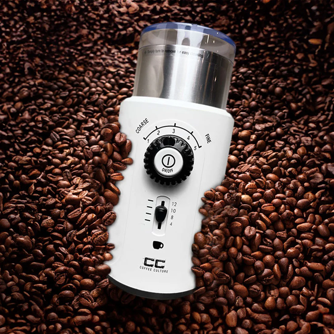 Coffee Culture Electric Coffee Grinder <br>White<br>4-12 Cup - Image 3