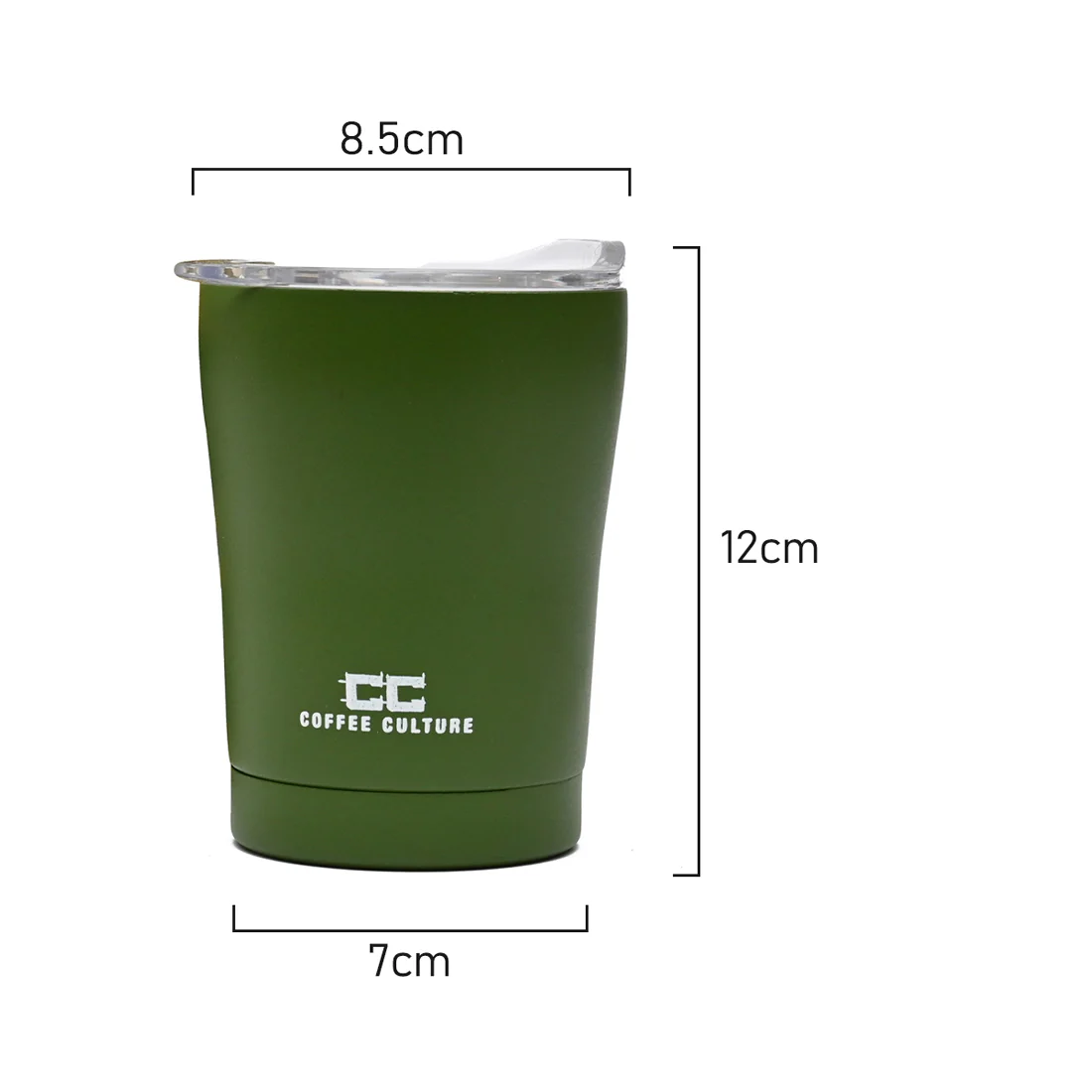 Coffee Culture Stainless Steel Double Wall Reuseable Travel Cup <br>Military Green <br>350ml - Image 4