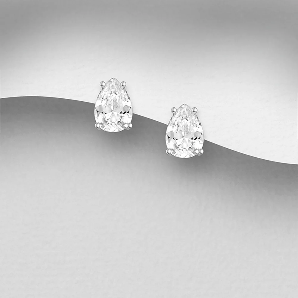 Joolz Co Cubic Zirconia Stud Push Back Earrings <br>925 Sterling Silver - Image 4