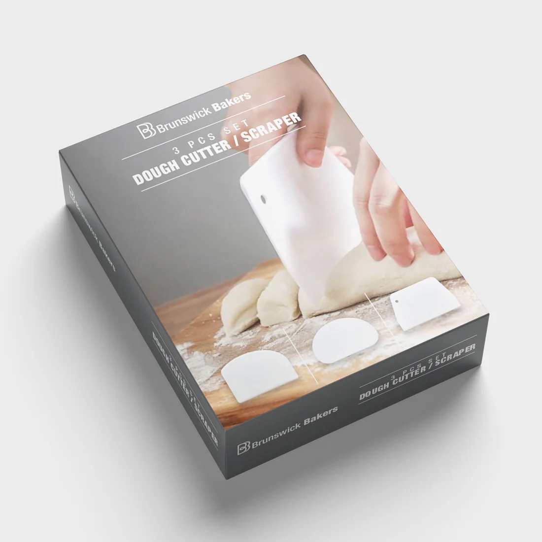 Dough Scraper & Cutter Set of 3 <br>White <br>Work with dough, pasty & fondant with ease - Image 3
