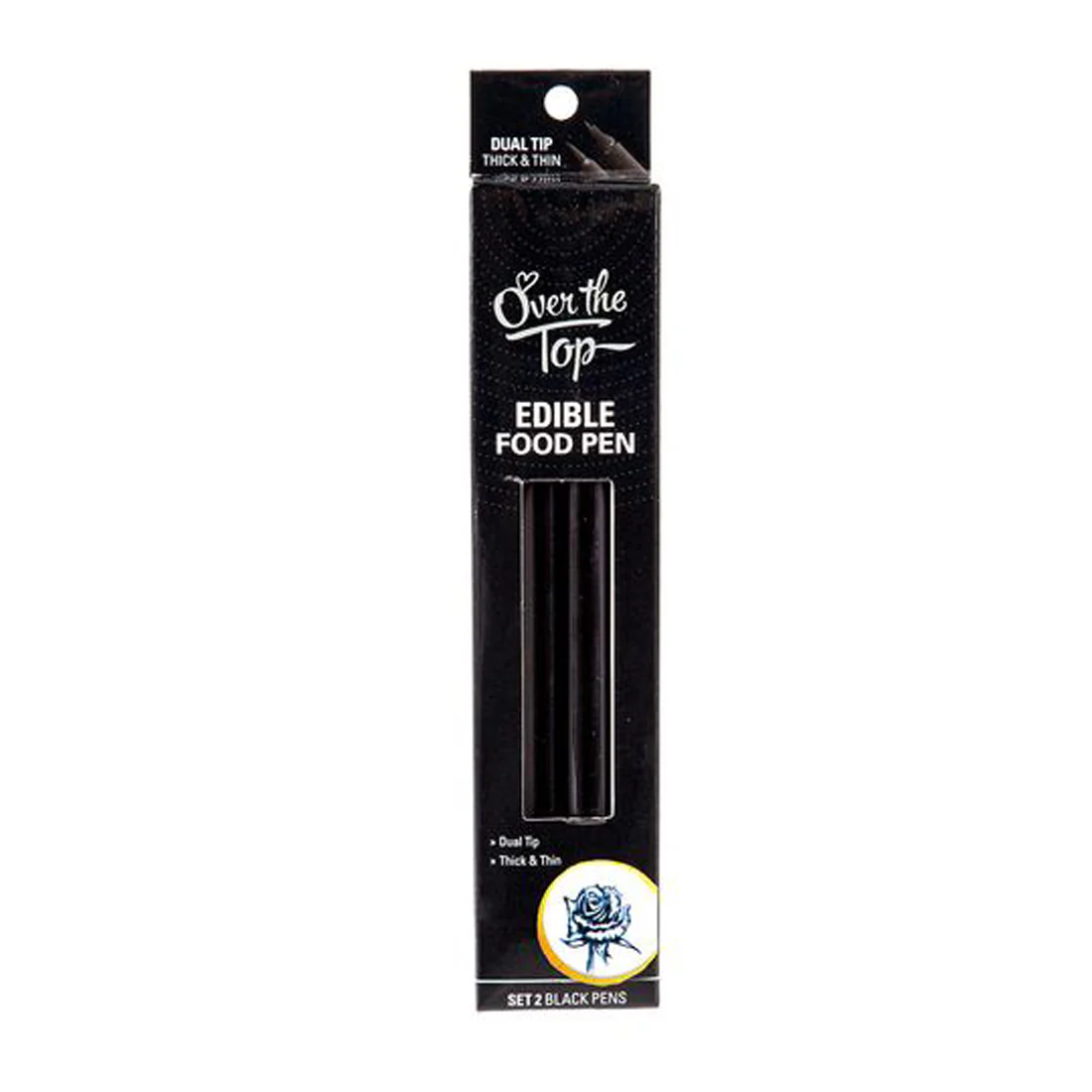 Edible Pen Set of 2 <br>Dual Tip - Thick & Thin <br>Black
