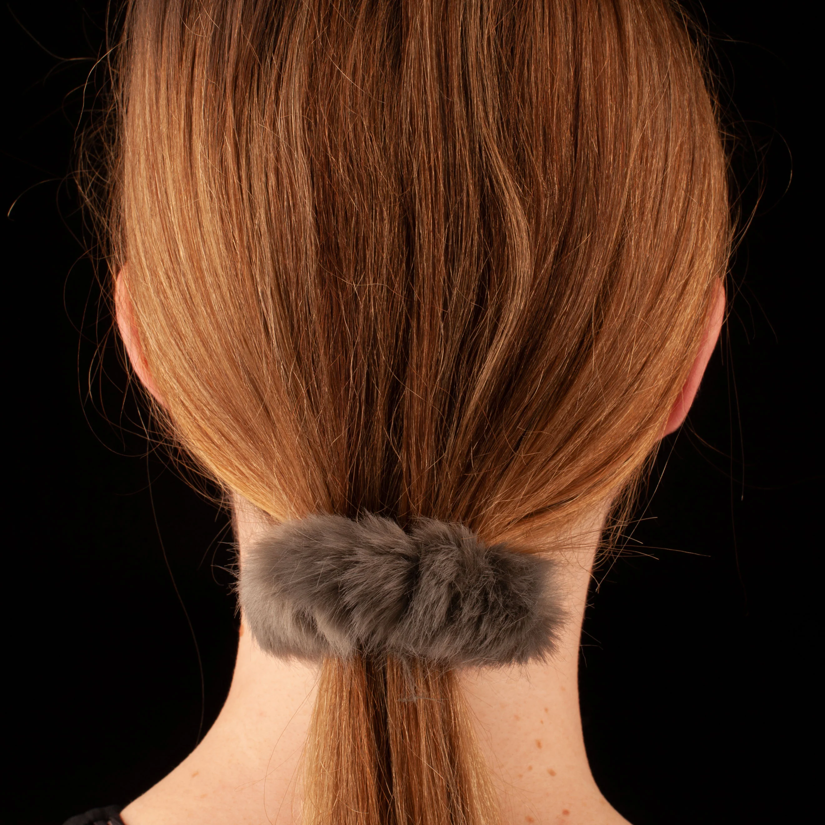 Ullu Faux Fur Scrunchie <br>Smoke Grey <br>7.5cm diameter - Image 2
