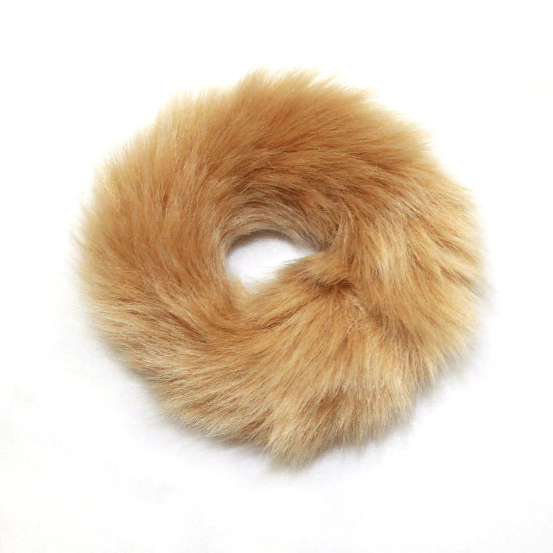Ullu Faux Fur Scrunchie <br>Camel <br>7.5cm diameter