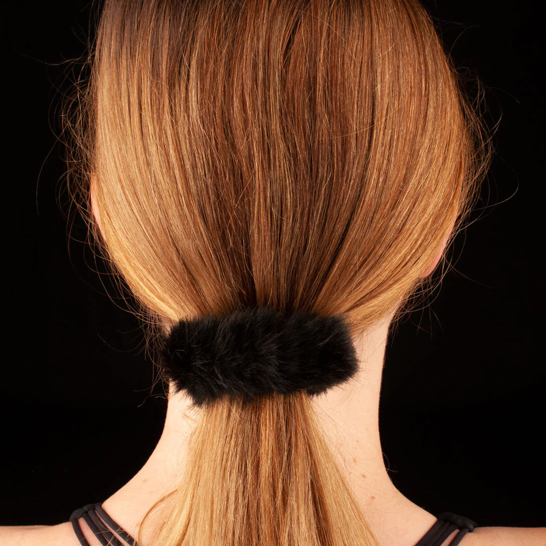 Ullu Faux Fur Scrunchie <br>Black <br>7.5cm Diameter - Image 2