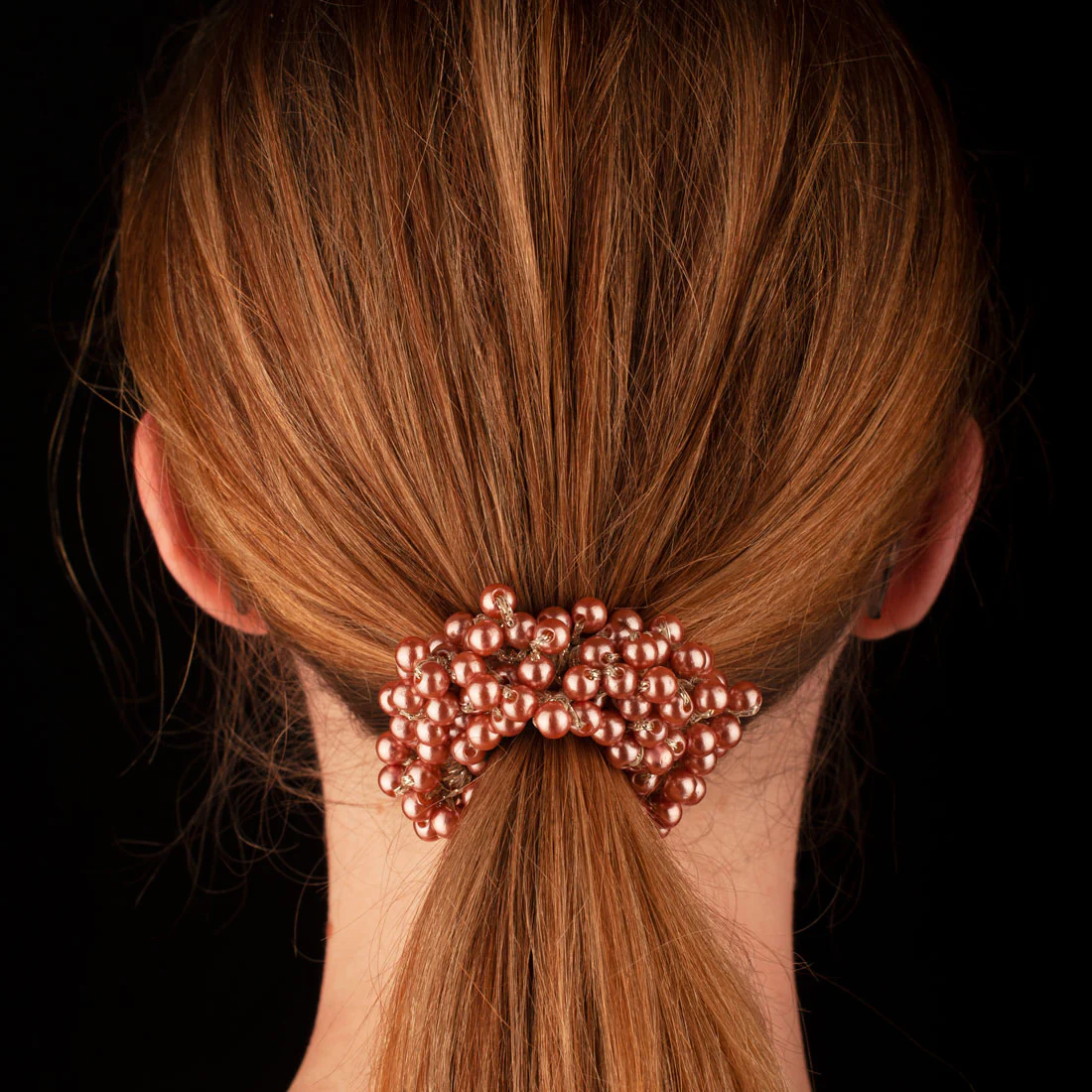 Ullu Faux Pearl Bead Scrunchie <br>Rose Gold <br>Diameter 7.5cm - Image 2
